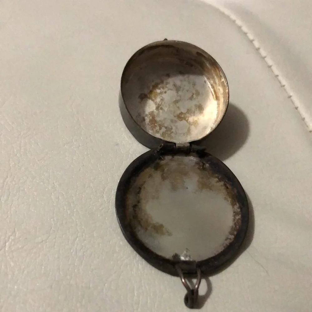 Handmade Vintage Mini Metal Tin-Abalone Inlay Cover Detail